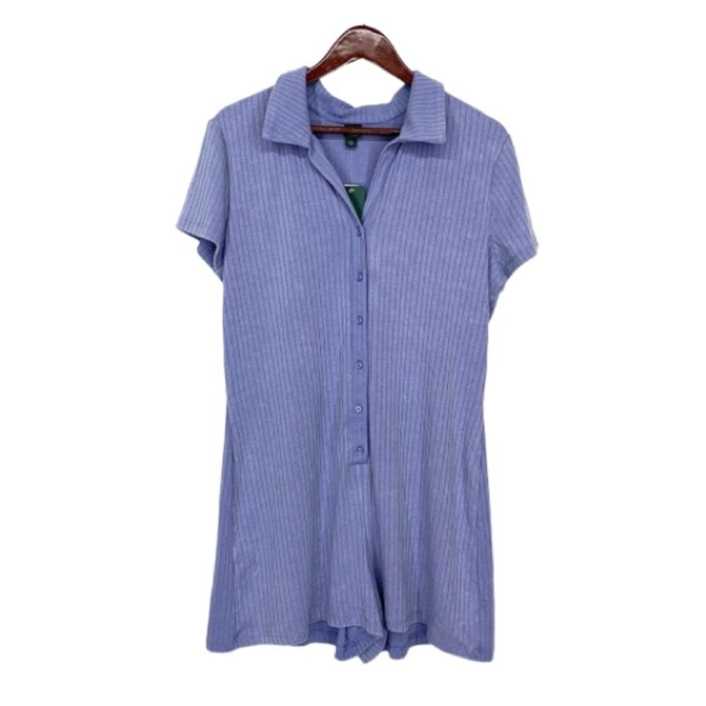 Wild Fable Fade Wash Periwinkle Blue Ribbed Half Button Romper New Nwt Size XXL